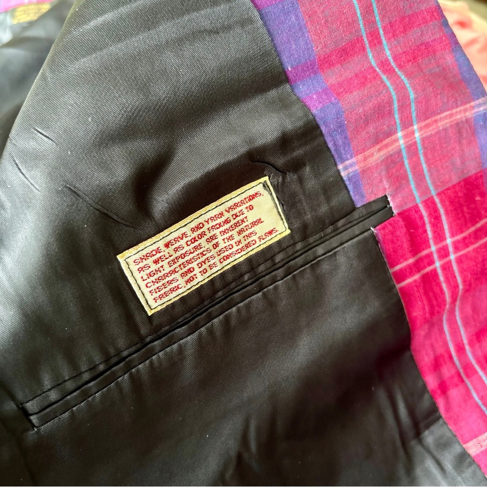 Vibrant Pink & Purple Plaid Men's Blazer - Picture 6 of 16